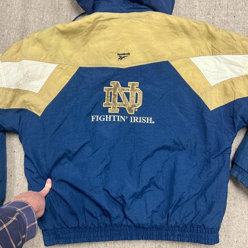Vintage Notre Dame Fightin Irish Jacket Mens Large Blue 1990s Reebok NCAA - Picture 5 of 9